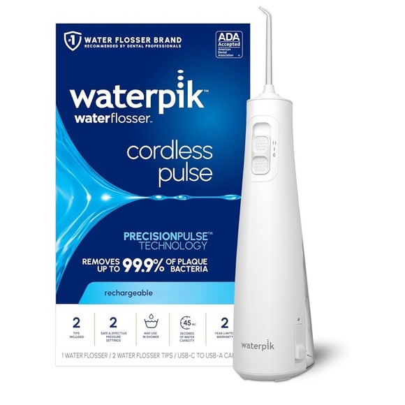 Waterpik Cordless Pulse Rechargeable Portable Water Flosser, White NEW - Picture 1 of 4